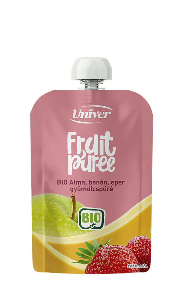 BIO Alma, banán, eper gyümölcspüré 